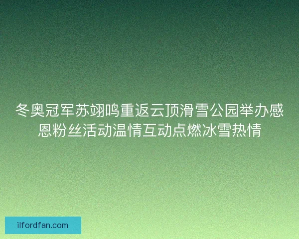 冬奥冠军苏翊鸣重返云顶滑雪公园举办感恩粉丝活动温情互动点燃冰雪热情